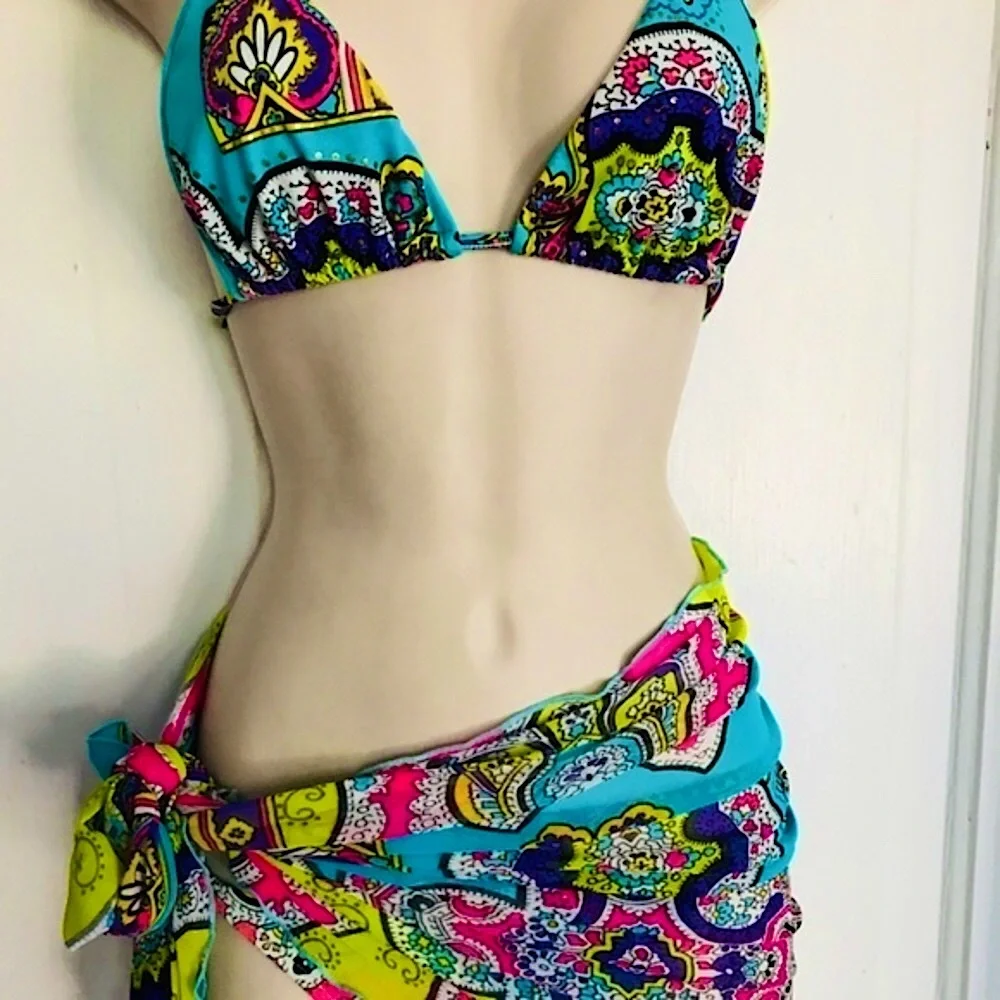 ONDALMAR 3pc Bikini plus Sarong‎ Set Brazilian